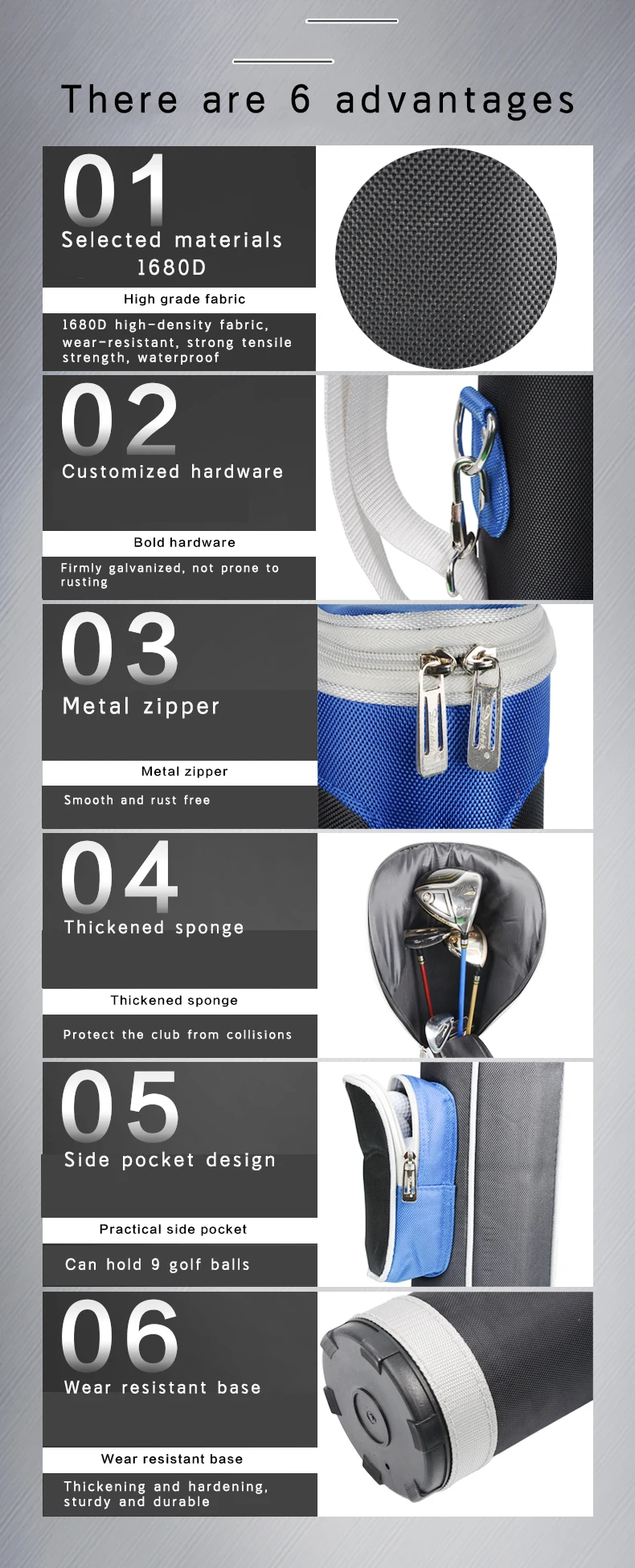 Dbaihuk Golfbags Leichter Golf-Standbag für Damen und Herren mit Großer Kapazität für 6-7 Golfschläger – Detail 6