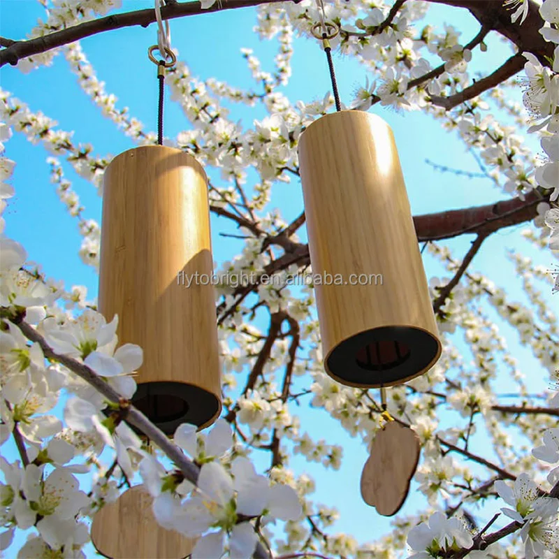 Juego de campanillas de viento de bambú para decoración de jardín al aire libre, colgante de patio, meditación, relajación, cordón, campana de viento, campanas Aeolian de música artesanal