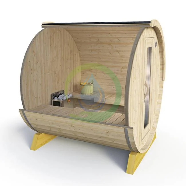 Hot Sale Whole Piece Wood Outside 4 Persons Spruce Outdoor Sauna