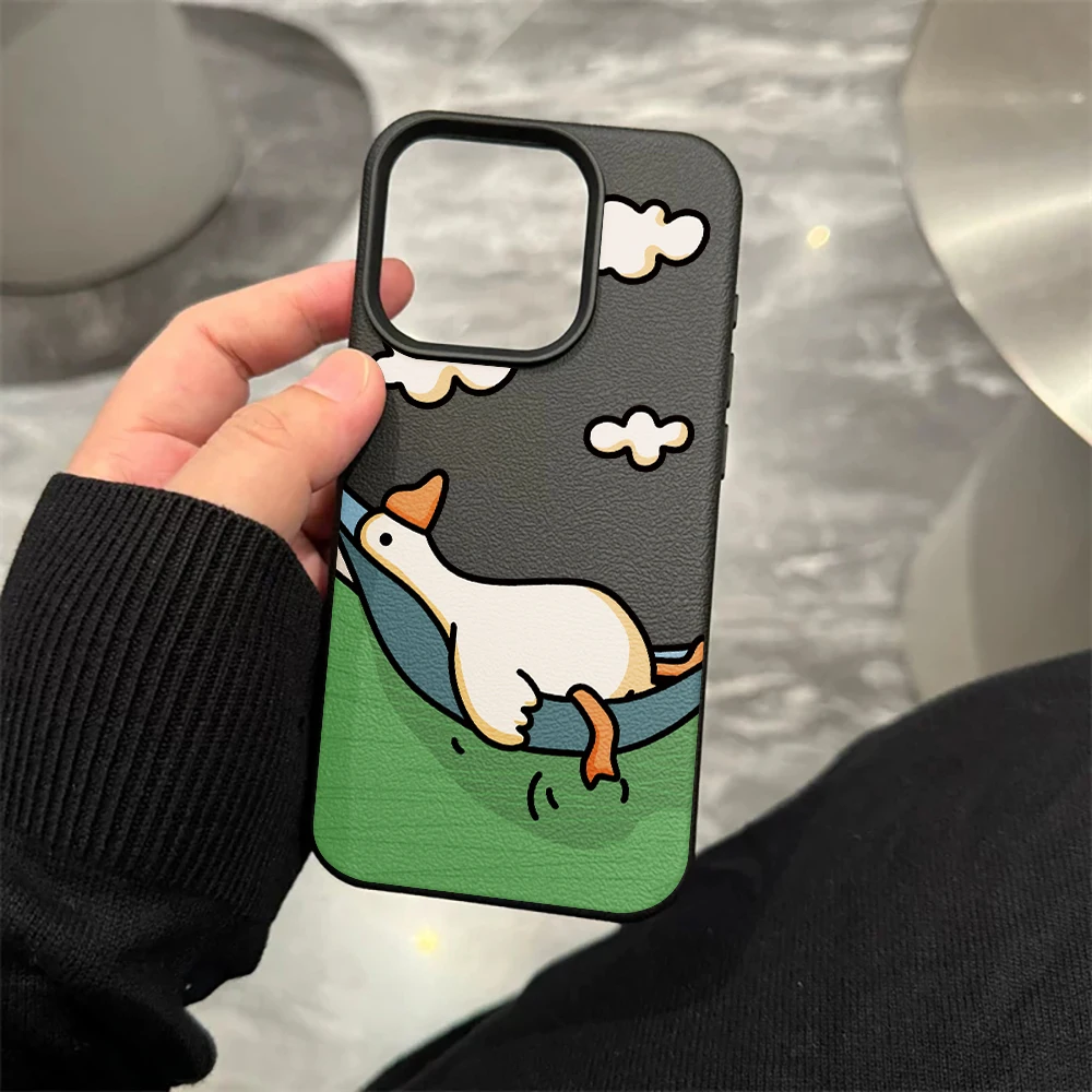 Flachliegende Weiße Enten-Handyhülle für iPhone 17 16 15 14 13 12 Pro Max 16 15 14 Plus 17 16 15 14 Pro 17Air Silikon-Matt-Cover – Detail 8