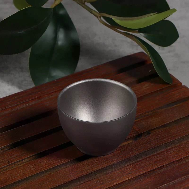 

1/4Pcs Pure Titanium Double-Layer Small Tea Cup Outdoor Portable Traveling Picnic Cookware Single-Person Tea Cup Hiking Tea Cups