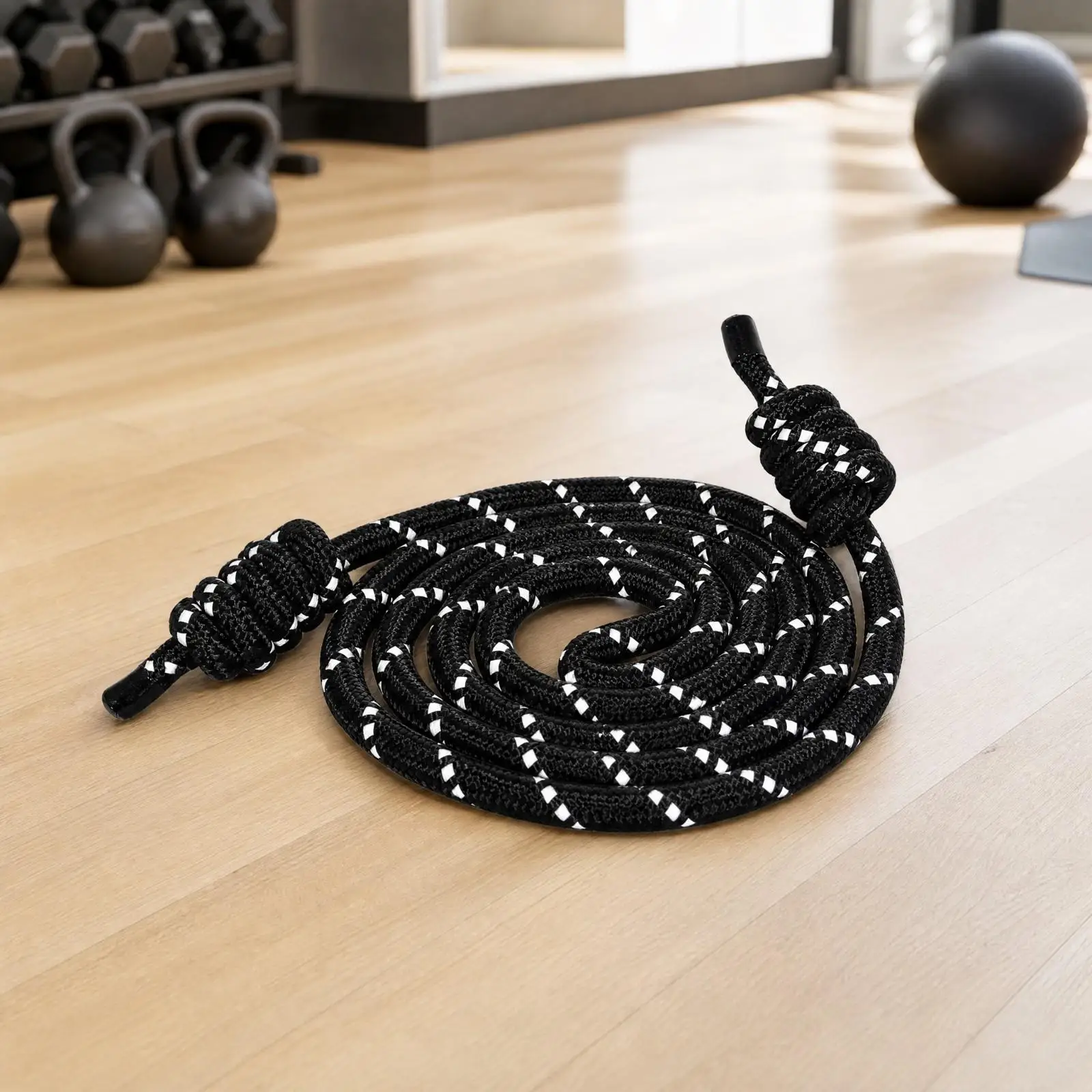 Versatile Exercise Jump Rope Adjustable 2.8m to 4.1m Thick Braided Polyester with Grip Caps for Home Gym Outdoor Fitness