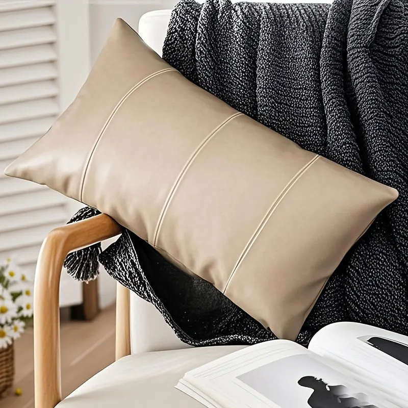 Presente de natal 1pc capas de almofada de couro falso grosso grande decorativo moderno fazenda casos quadrados para sofá cama