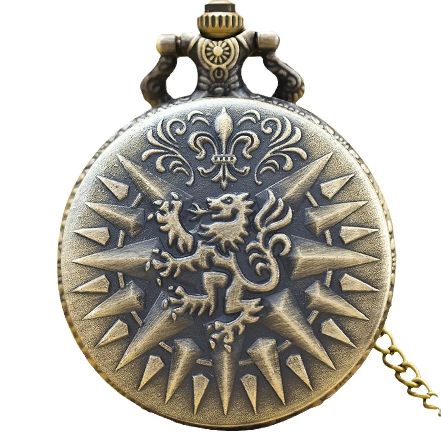 

Vintage Quartz Pocket Watches Men's and Women's Fashion Lannister Roar Pendant Necklace Pocket Watch Kids Gifts