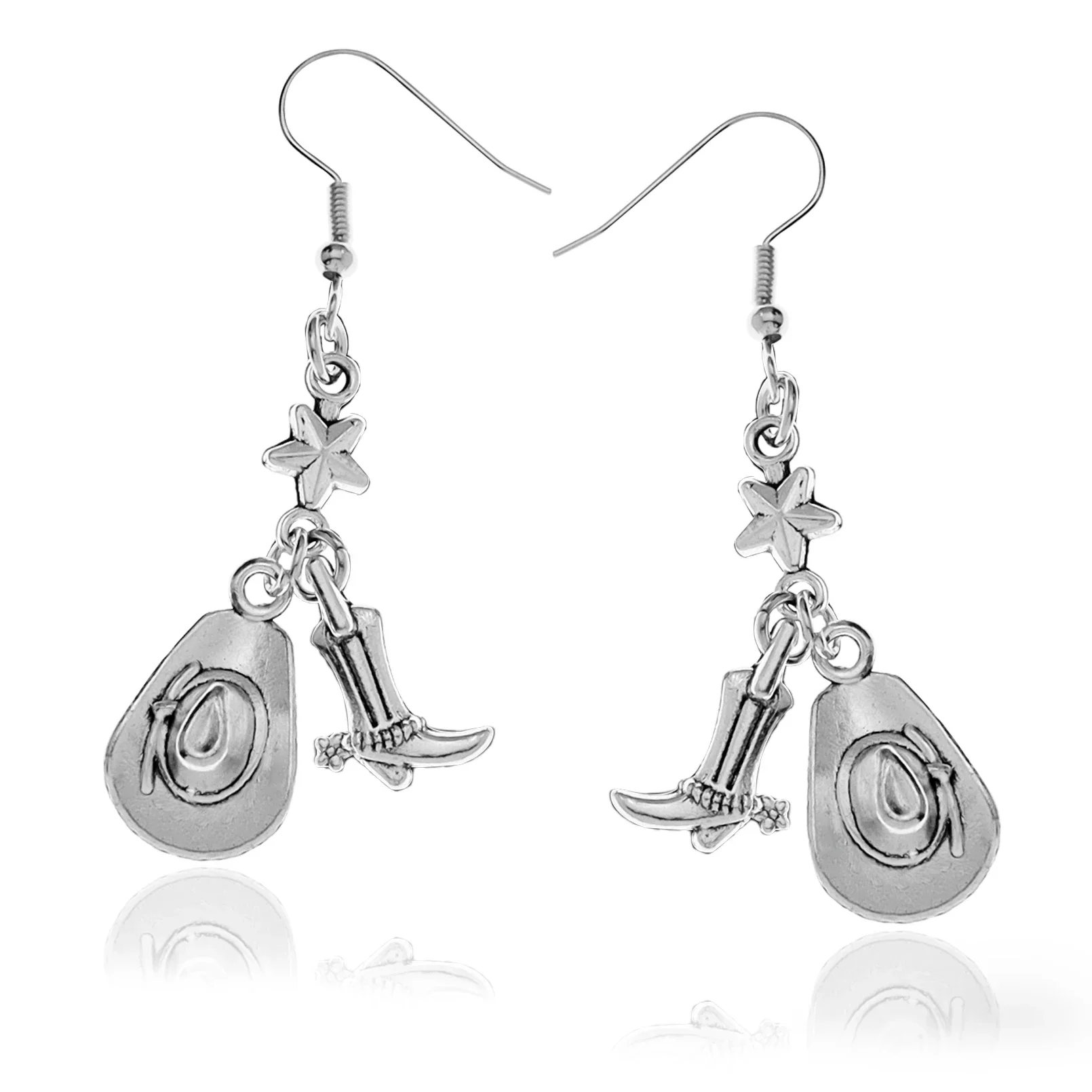 Cowboy Cowgirl Texas Boots Hat Drop Dangle Earrings for Women Girls Western Fashion Jewelry Space Cosplay Costume Prom Party