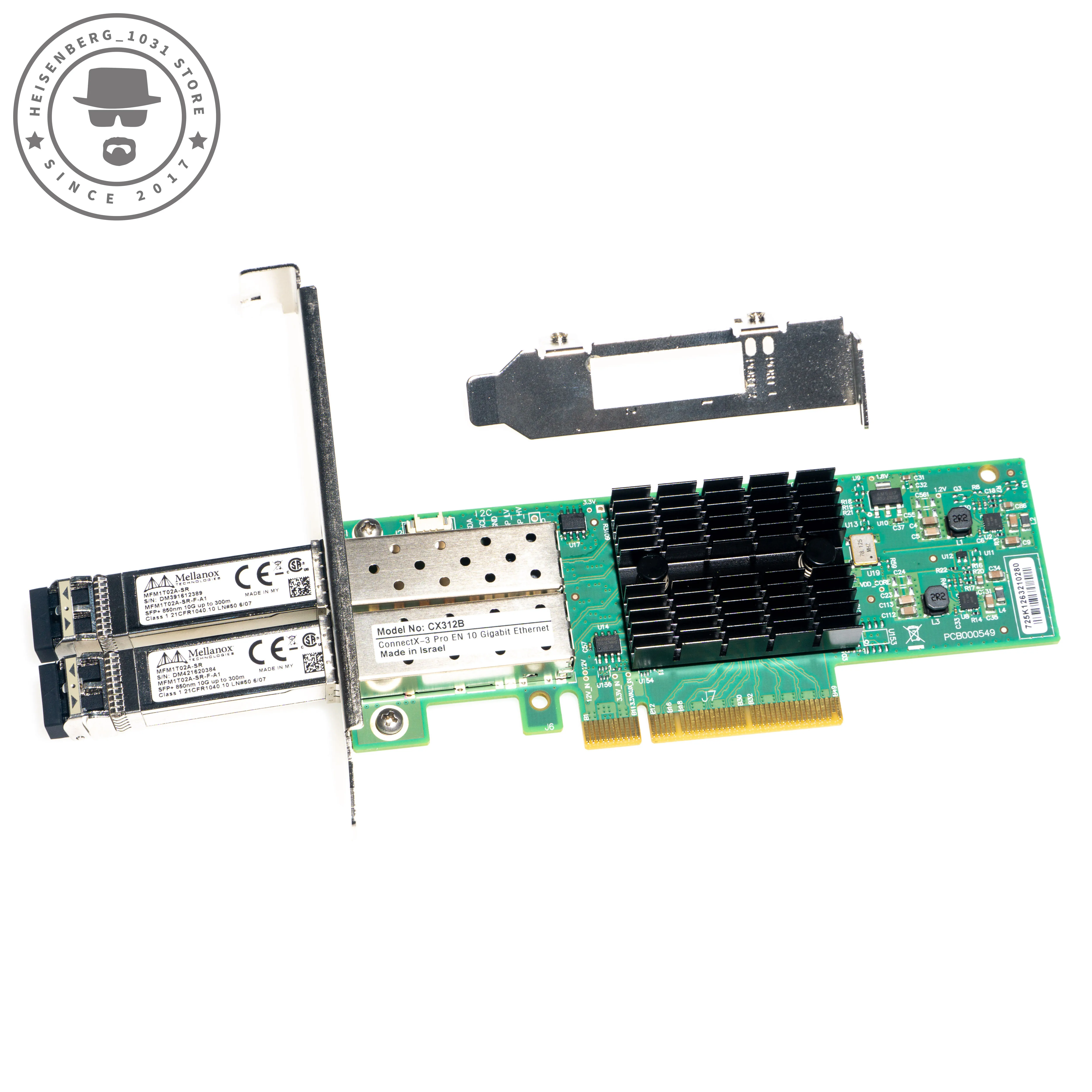 Mellanox MCX312B-XCCT CX3-Pro 10Gb 2-Ports RDMA NIC PCIe3.0 SFP+ with Optic Transceiver MFM1T02A-SR AOC 1-30M NAS UnRaid TureNAS