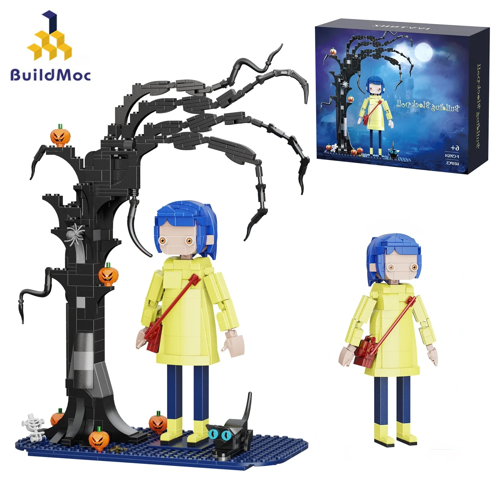 BZB Halloween Coralineed Jones Building Blocks Set With Pumpkin And Cats Model Nightmare Before Christmas Building DIY Toy