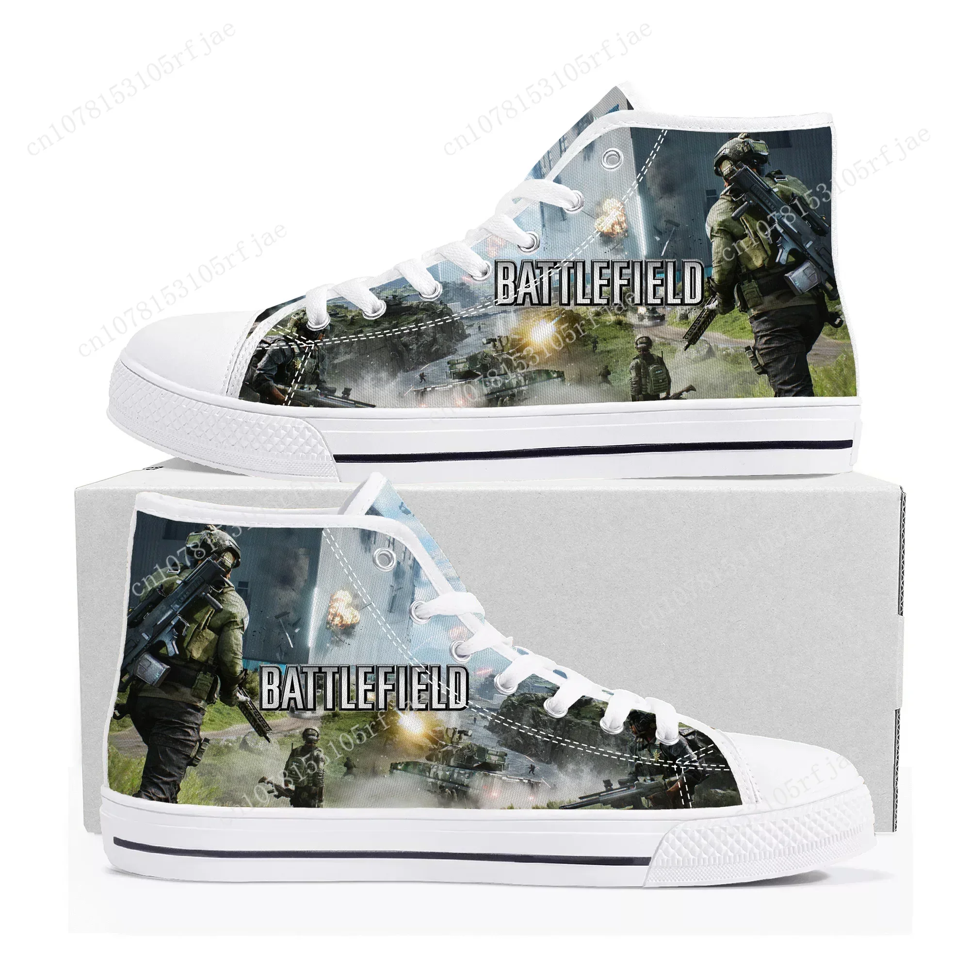 Battlefield High Top Sneakers Hot Mens Womens Teenager High Quality Canvas Shoes Soft Sole Shock Absorbing Casual Couple Shoes