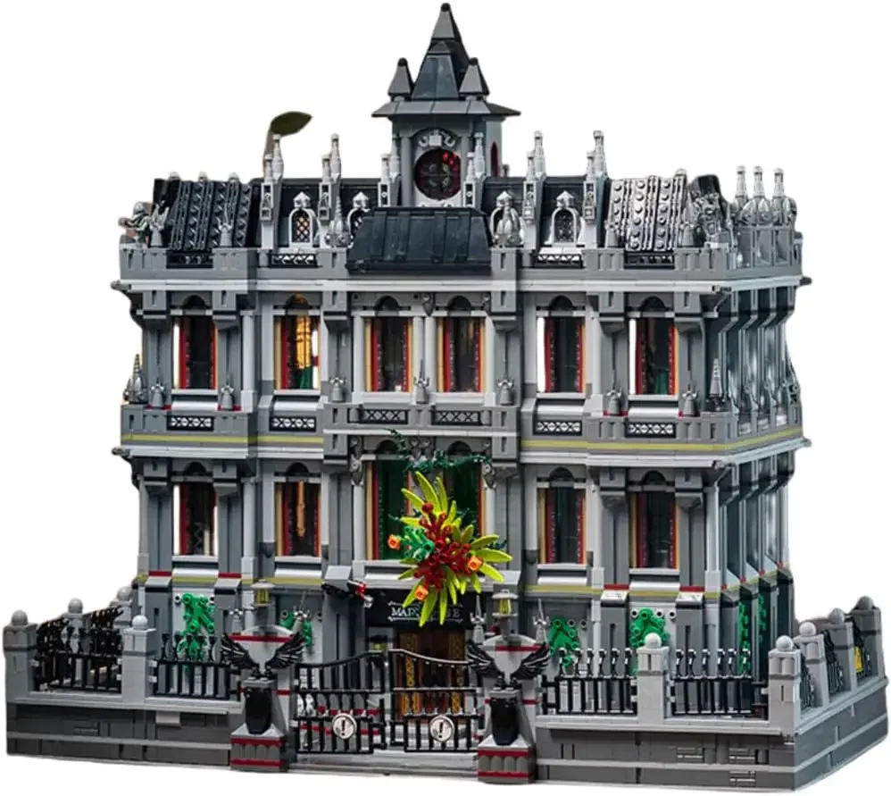 

Lunatic Asylum City Modular Building Bricks Set,MOC Street View Architecture 3 Levels Insane Asylum Hospital Modular Buildings C