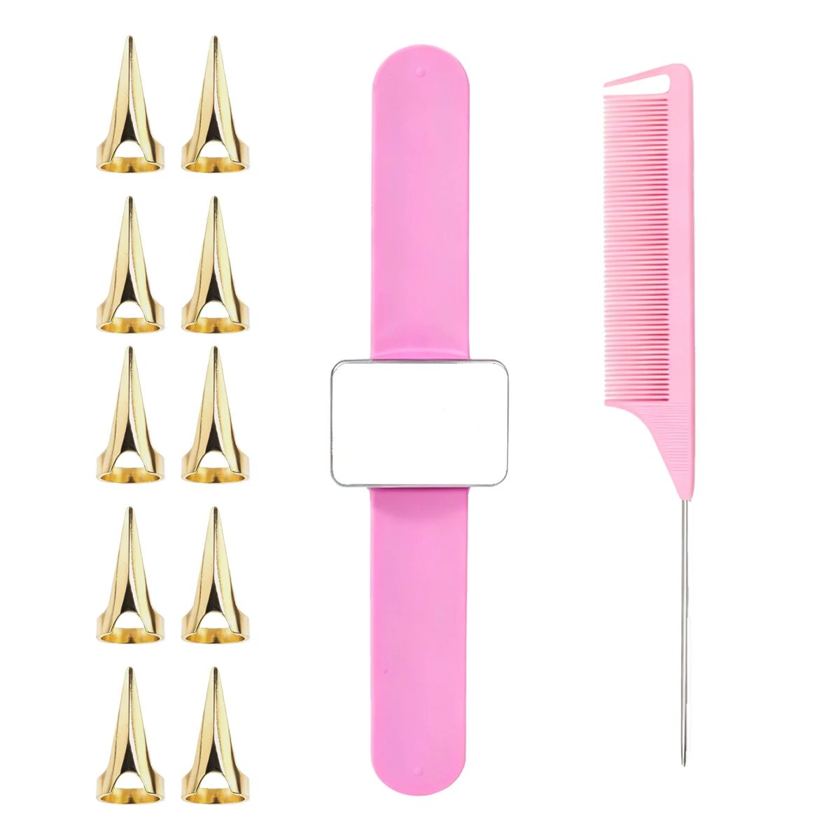 12 piece hairdressing tool set, hair divider ring, magnetic silicone wristband, pointed tail comb, Special for real hair wigs