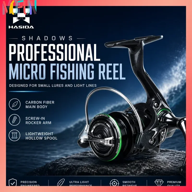 HASIDA Shadows 800 Spinning Reel Carbon Fiber Ultralight Saltwater Resistant Shallow Spool Lure with Left Right Interchangeable