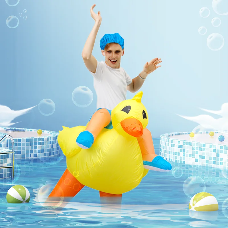 Adults Inflatable Yellow Duck Costume Halloween Costumes for Women Men Animal Cosplay Carnival Costume Party Fancy Dress