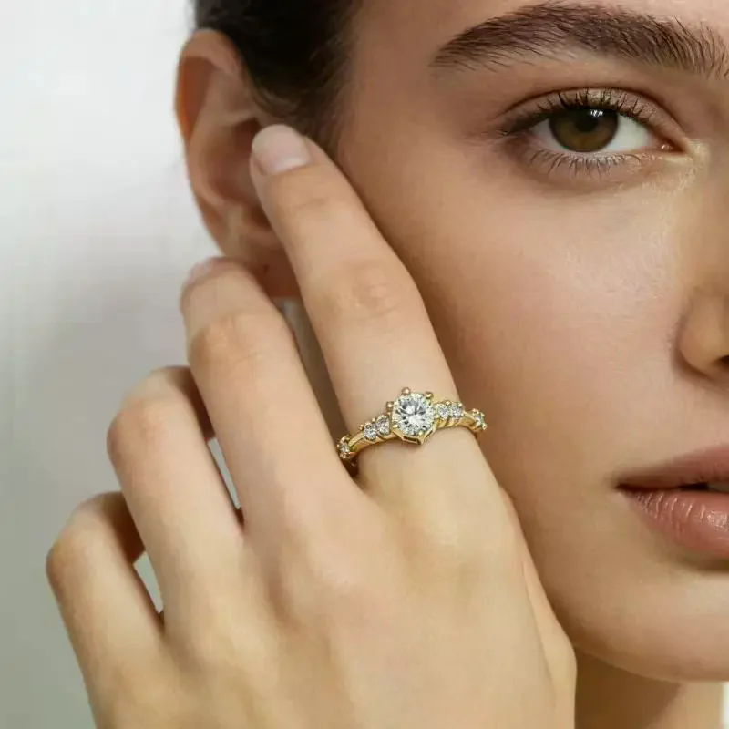 Dainty Gold Rings Set Stackable Twig Leaf Zircon Bands Delicate Vintage Style Jewelry for Women Engagement Party
