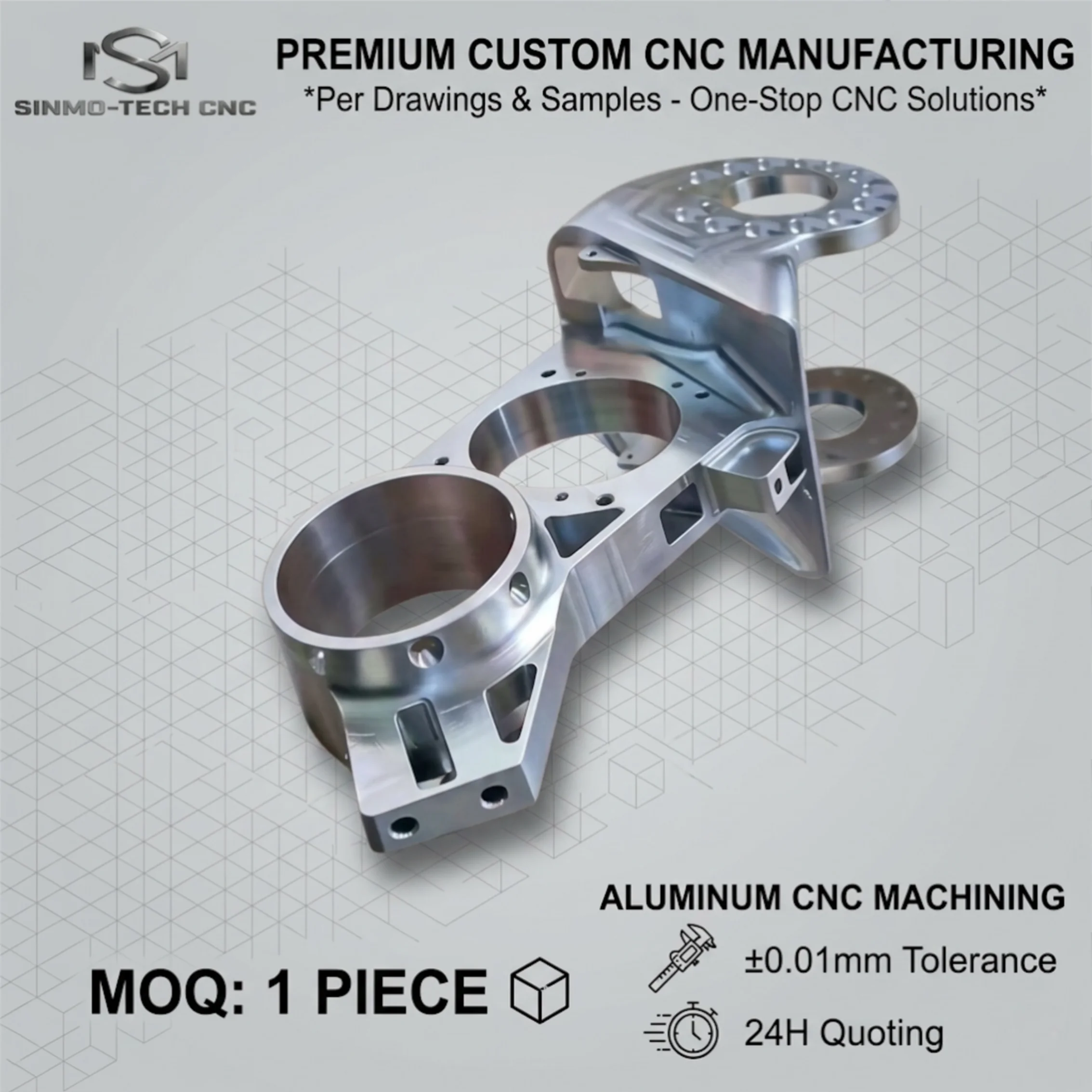Custom 5-Axis CNC Machining for Aluminum Components-MOQ 1pc Available-Anodizing Sandblasting Finishes-Quick 24H Quote Online