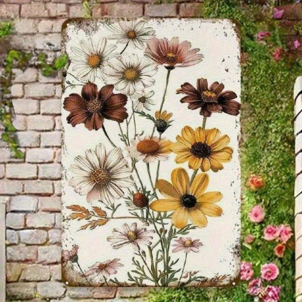 

Винтажный металлический настенный художественный декор из кованого железа с подсолнухом и ромашкой, деревенский дом