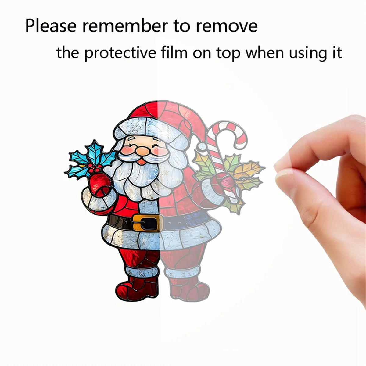 A71P زينة عيد الميلاد سانتا كلوز، ديكورات نافذة أكريليك ملونة مع سلسلة علامات تعليق المعلقات الخارجية #6