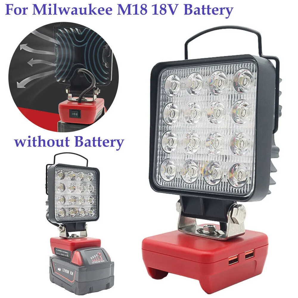 

LED Work Light ABS Rechargeable WorkLight Torch USB Workshop Camping for Milwaukee M18 18V Battery