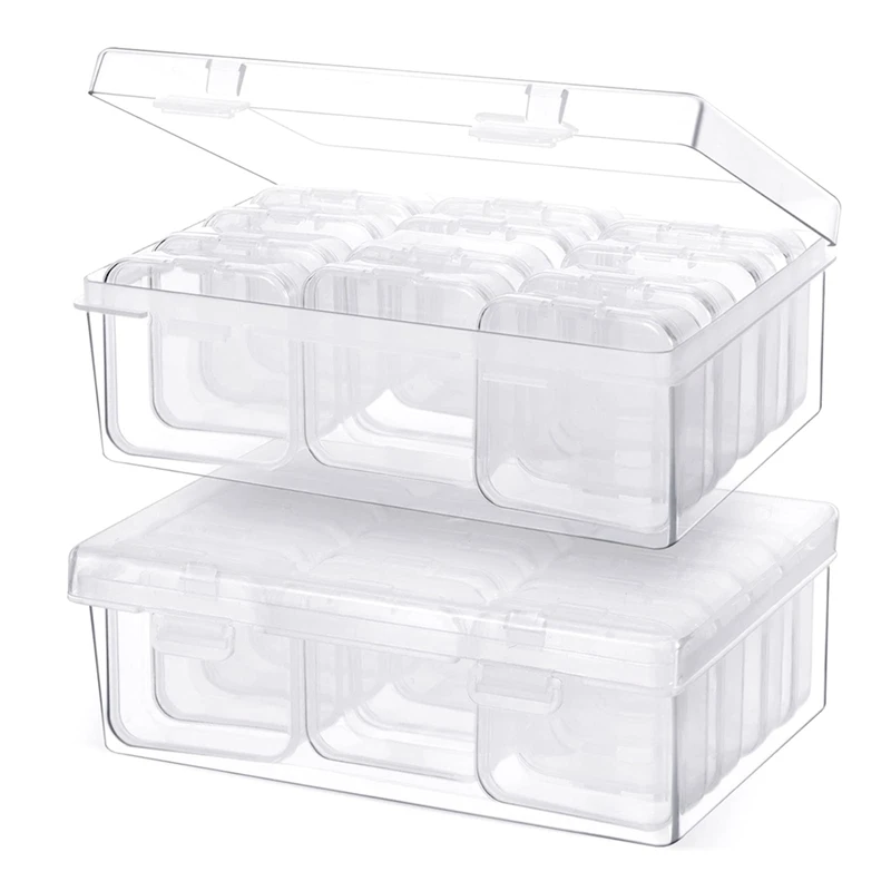 

24Pc Small Bead Organizer Containers Clear Storage Case Craft Containers With 2Pc Hinged Lid Craft Cases