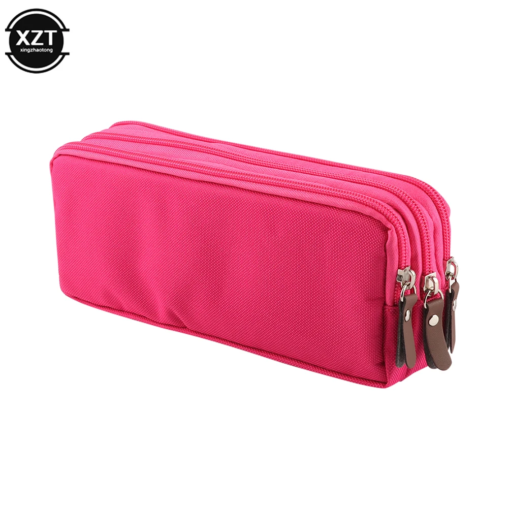 3 Zippers Pencil Case School Stationery Supplies Korean Style Stationery Large Capacity Pencil Pouch Estuche Kalemlik Pencilcase