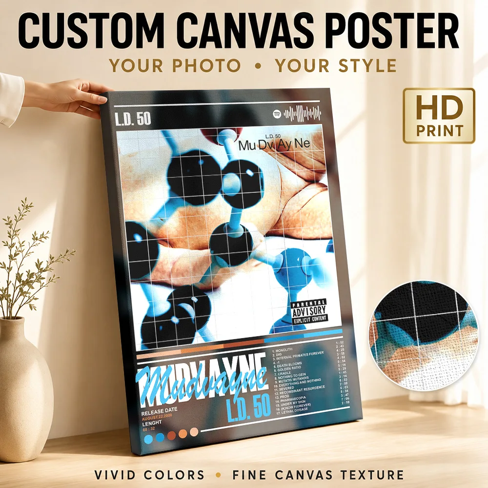 Mudvayne L.D. 50 Album Cover Framed Canvas Poster Customized Photo Retro Music Wall Paintings Decoration for Bar Ready to Hang