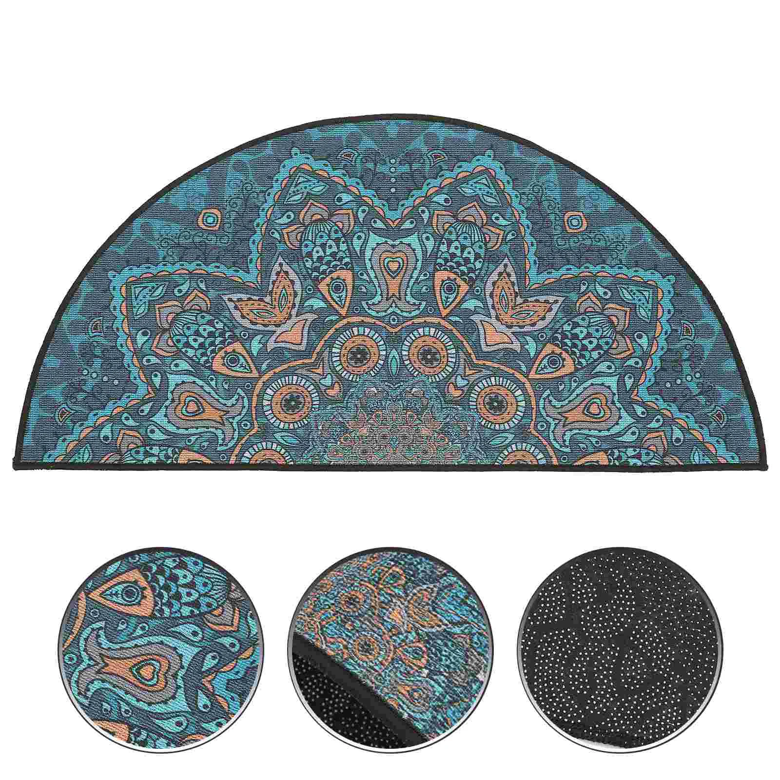 Bathroom Floor Mat Decorative Door Carpet Strong Absorbent Nonslip Floor Cushion half-round rug boho