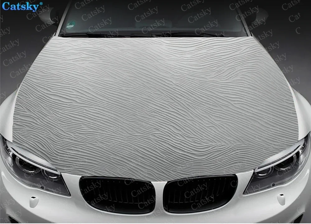 Silver Foil Texture Car Hood Vinyl Stickers Wrap Vinyl Film Engine Cover Decals Sticker Universal Car Hood Protective Film