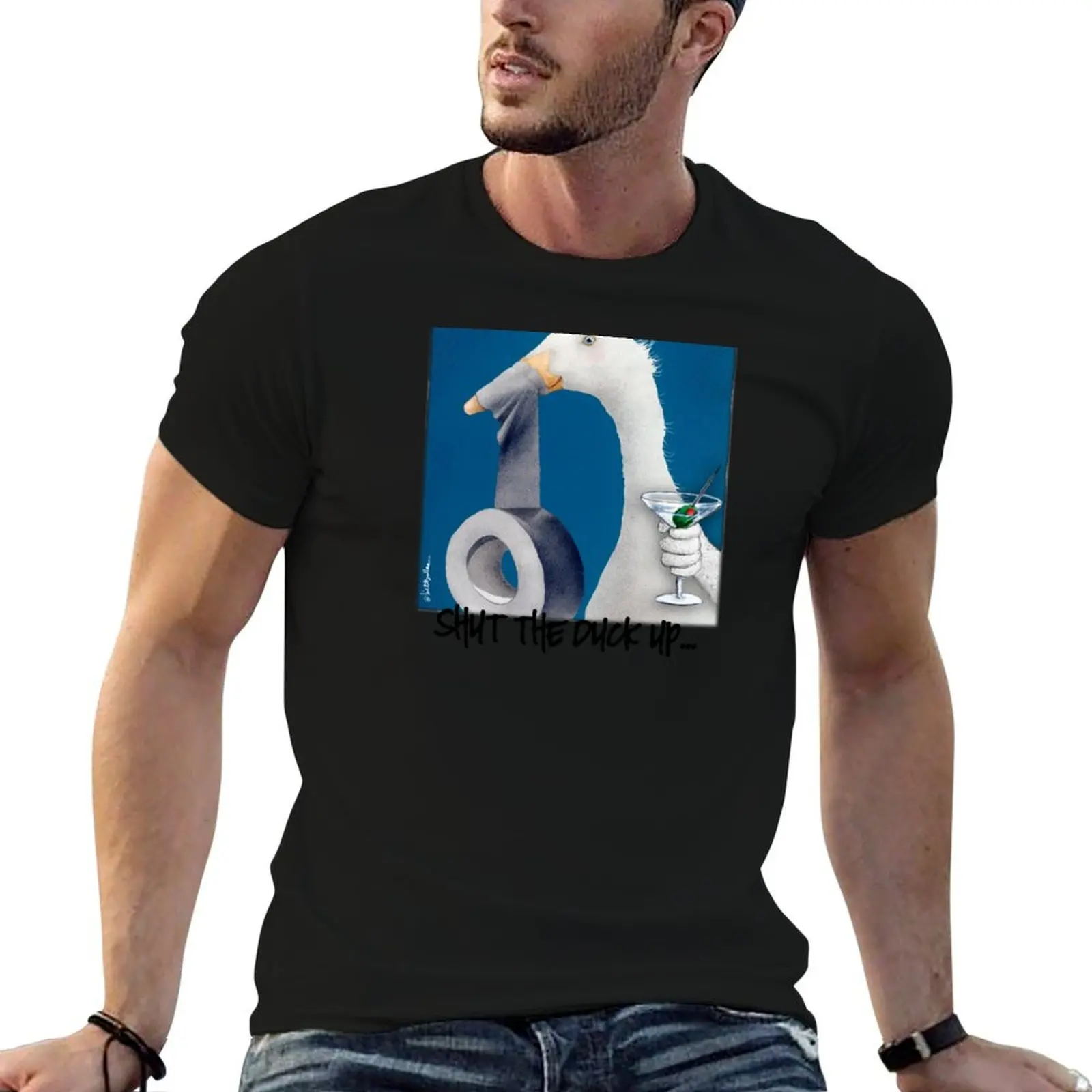 

up... / / / fit tee the t shirts quality shirts Will animals duck Bullas humor t T-Shirt man shut cotton for high slim