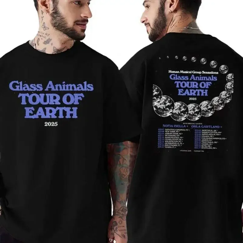 Glass Animals Band Tour Of Earth 2025 Dates List Two Sides Print T Shirt For Fan