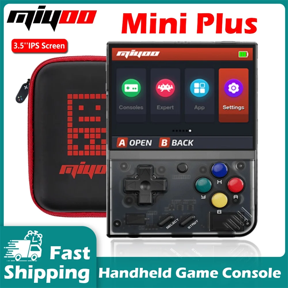 

MIYOO Mini + Plus Portable Retro Handheld Game Console 3.5'' IPS Screen Classic Video Game Console With Travel Bag Gaming Gift