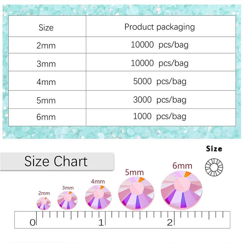 Clear Resin Crystals Flat Back Brilliant Round Rhinestones Bulk Bling Stones Glitter Gems Transparent Ab Strass No Hotfix 2-6mm