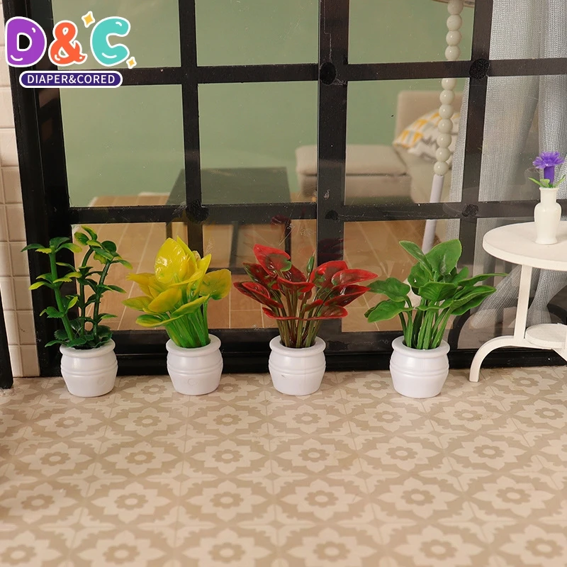 Doll House Mini Simulated Green Plant Potting Plant Model DIY Dollhouse Home Garden Outdoor Landscape Flower Bed Scene Decor