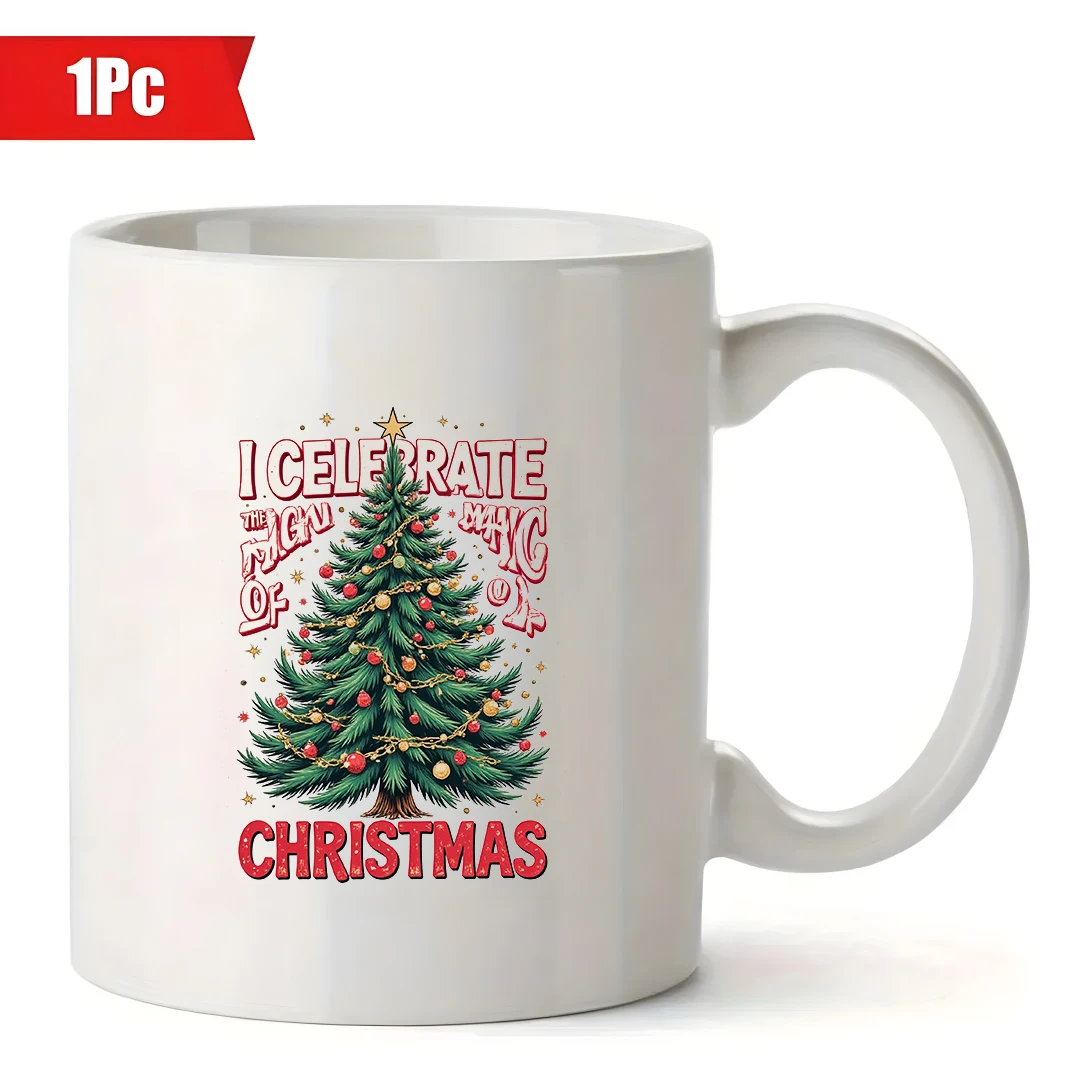 11oz شجرة عيد الميلاد القدح الكرتون شجرة عيد الميلاد زخرفة كوب معزول للأطفال زجاجة ماء هدية الكريسماس الأسرة مكتب فنجان القهوة #2