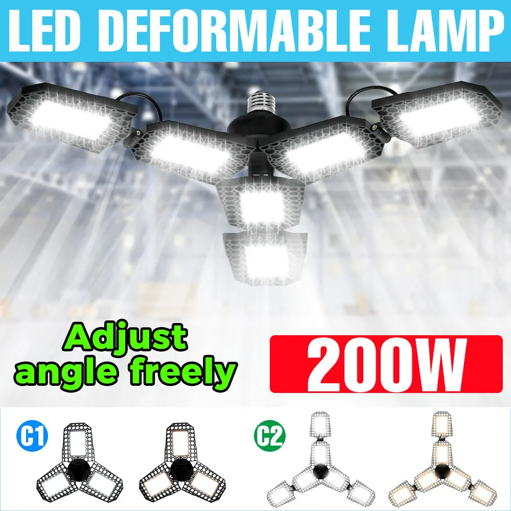 Bombilla LED E27/E26 para garaje, lámpara de techo AC220V, foco de 110V, 50W, 80W, 100W, 200W para iluminación del sótano, almacén doméstico, taller