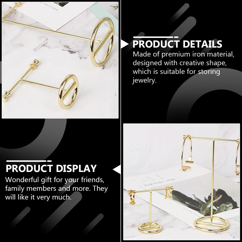 

2pcs Jewelry Display Rack Metal Earring Storage Holder Desktop Necklace Display Stand T-Shaped Jewelry Organizer Rack For Home