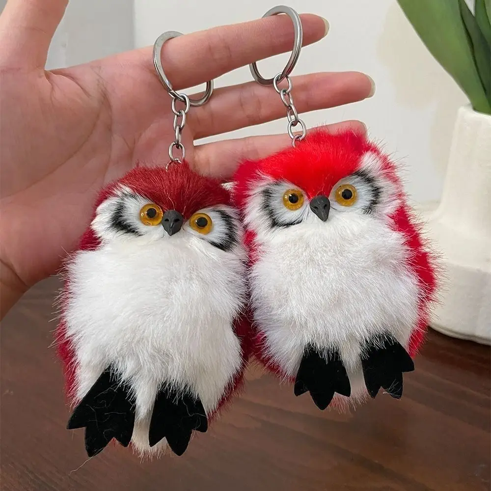 1Pcs Creative Cute Owl Plush Keychain Alloy Backpack Pendant Fluffy Car Key Chain Plush Cartoon Doll Backpack Decoration