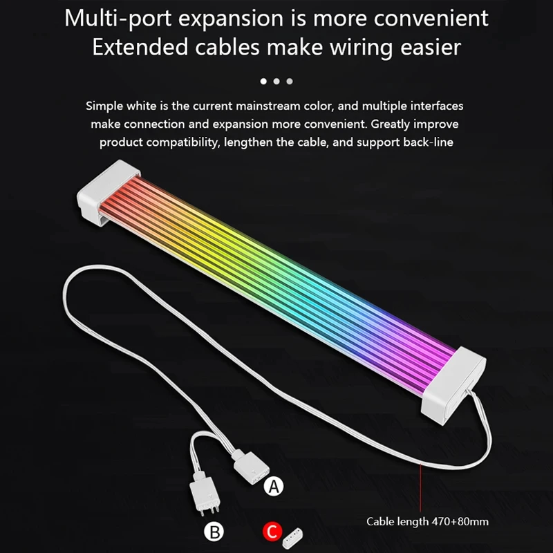 5V 3Pin ARGB Sync PC Cable 8/24PIN Motherboard Power Extension Cable Flexible LED Strip Light DIY Kit for Computer Power Supply view 4