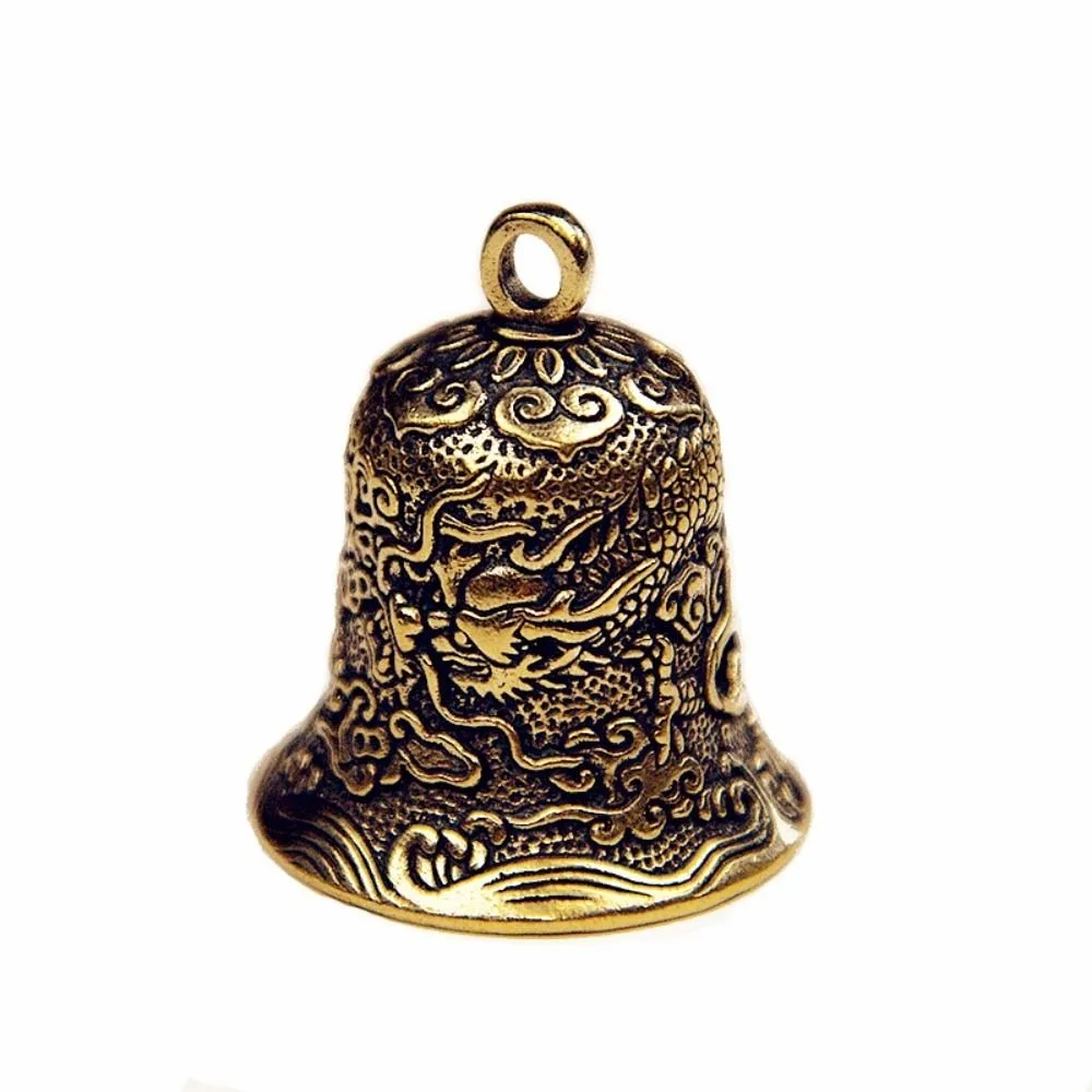 Carved Dragon Totem Biker Good Luck Charm Embossment Design Exquisite Bronze Bell Antique Spiritual Motorcycle Guardian Bell