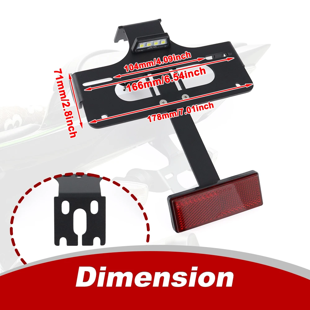 Fit For Kawasaki Ninja ZX-10R ZX10R 2008-2010 ZX6R ZX-6R 2018 Rear Tail Tidy License Plate Holder Bracket Fender Eliminator kit