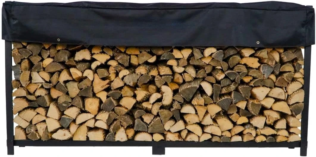 8 Foot 1/2 Cord Firewood Log Rack With Optional Cover - Made In USA - Outdoor Use Lifetime Structural Warranty