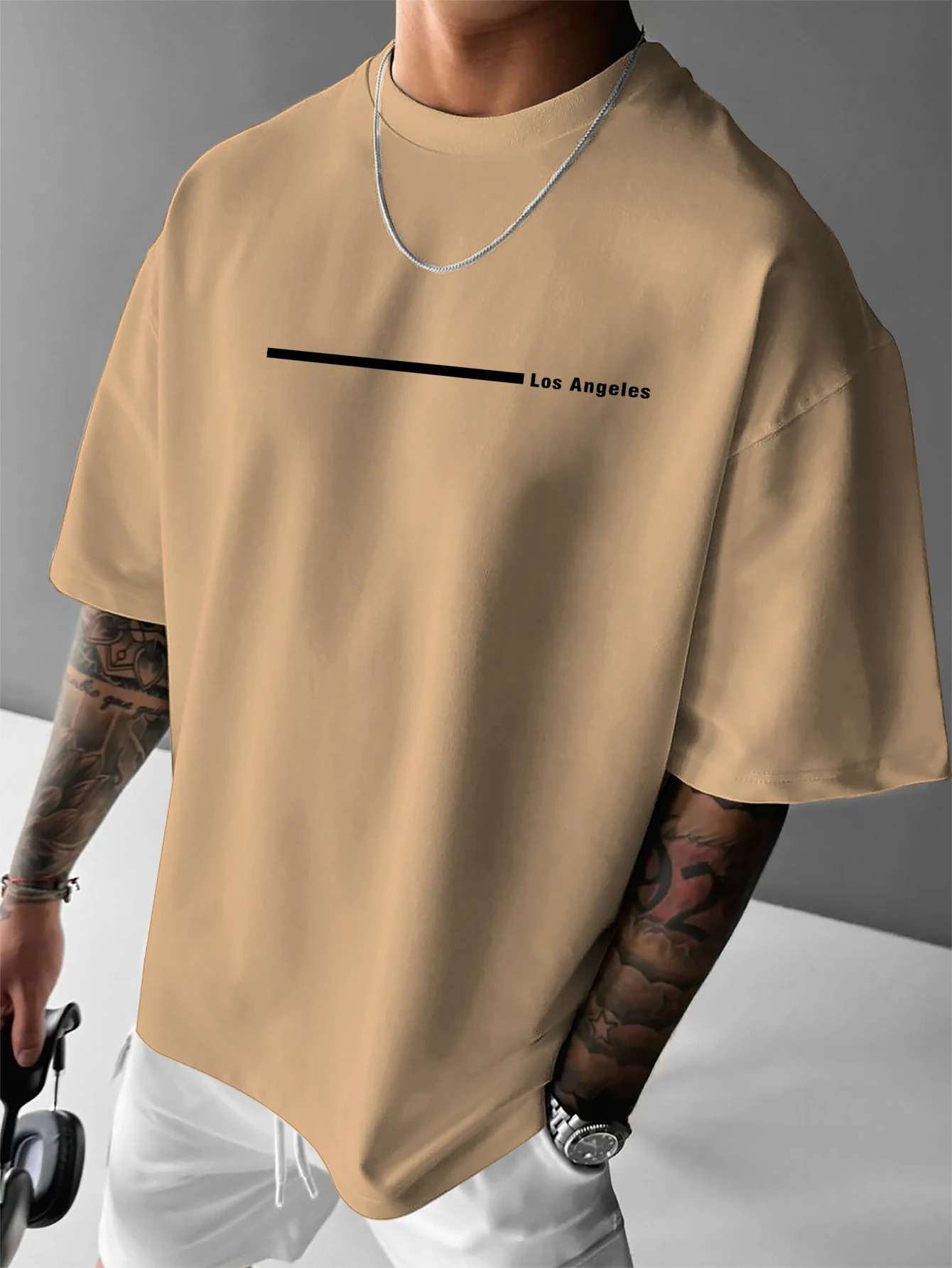 Minimalist Los Angeles Line Graphic Oversized Tee