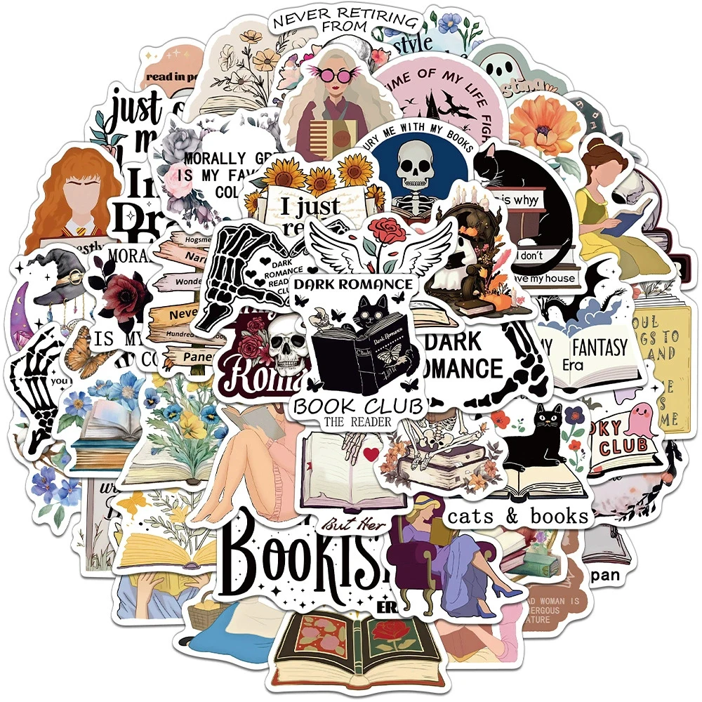 10/30/50 stücke Bookish Cartoon Ästhetische Aufkleber Schädel Lesen Buch Aufkleber DIY Notebook Gepäck Telefon Graffiti Aufkleber Dekoration