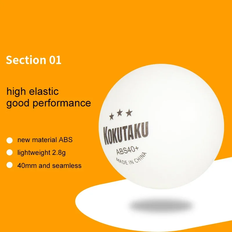 20/50/100 Stück KOKUTAKU 3 Sterne Tischtennisbälle Professionelles ABS Neues Material 40+ Ping-Pong-Ball mit Naht für Wettbewerb