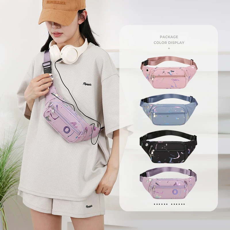 Multiple Compartments Women Sport Waist Bags Multifuntional Running Chest Bags Women Waterproof Crossbody Hot Stamping Letters