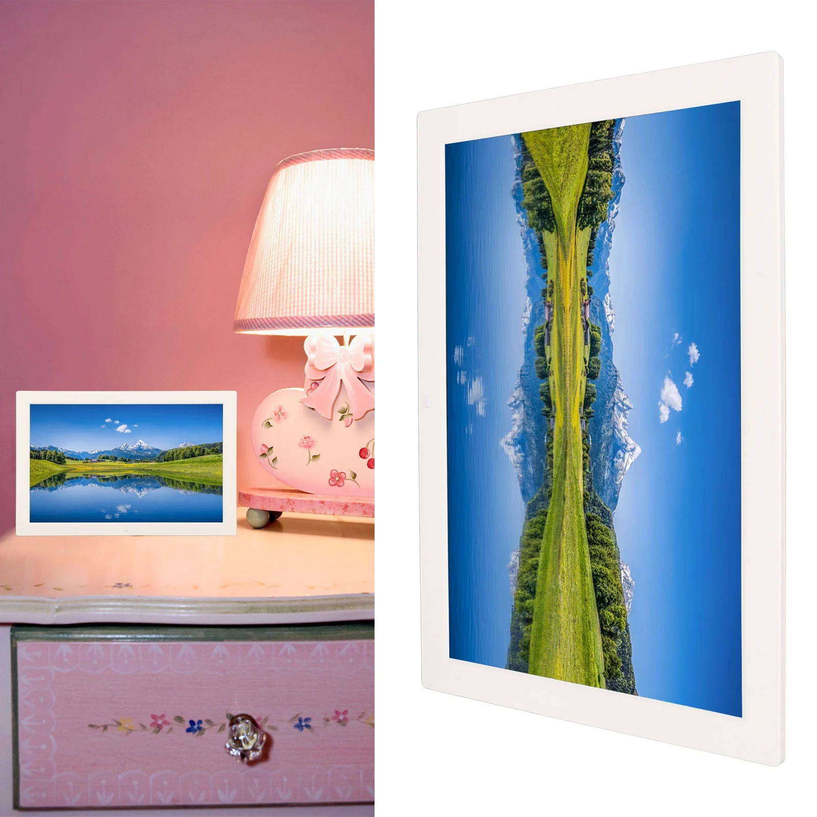 إطار صور كهربائي إطار صور رقمي معاينة الصورة مقاس 17 بوصة يدعم بطاقة تخزين سعة 128 جيجابايت مع جهاز تحكم عن بعد للاستخدام المنزلي