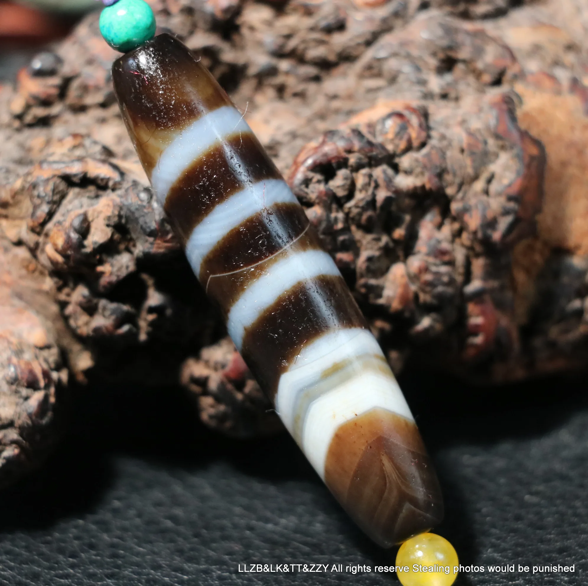 Energy Magic Power Tibetan Old Agate Line Type Healer Medicine dZi Bead Totem Pendant Talisman Timestown UPD230205a23