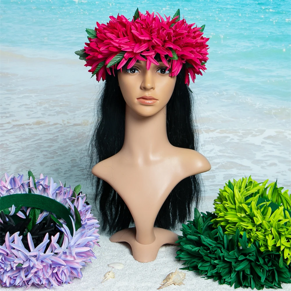 NEW Hawaiian Artificial Silk Spider Lily Flower Haku Headband Floral Garland for Party Hula Dance Festival