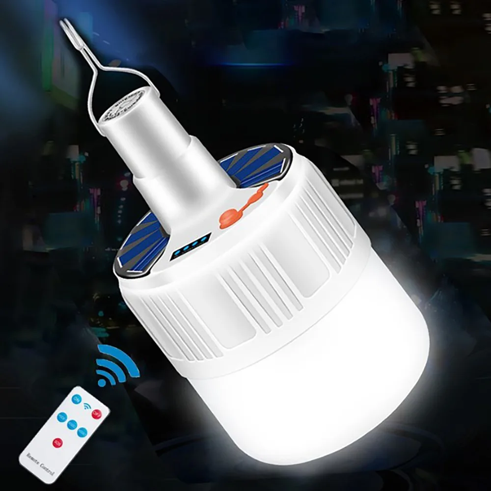 Durable USB Rechargeable Solar LED Light Bulb Waterproof Portable Camping Light 5 Mode Settings Emergency Bulb Hiking