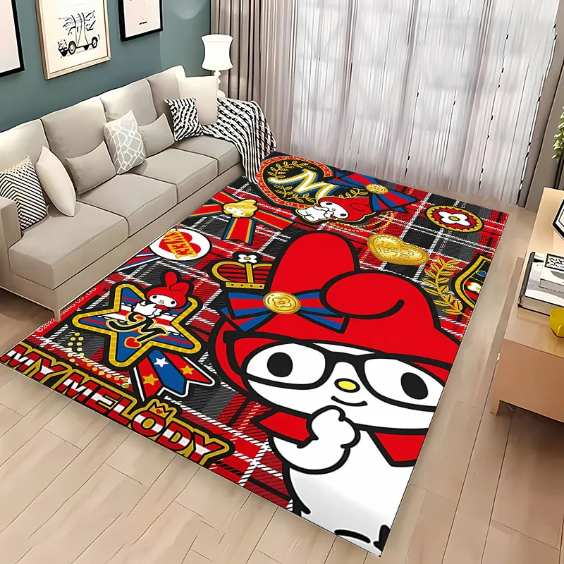 Miniso My Melody and Kuromi Cartoon Carpet for Living Room Cartoon Children's Bedroom Sofa Doormat Floor Rug Anti-slip Decor Mat