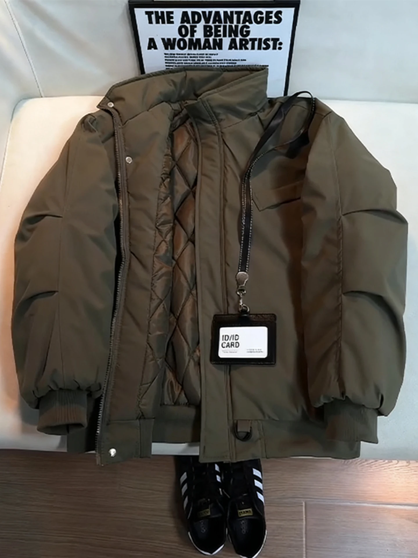 

Thiened Winter Flight Jaet Men's Cotton Workwear Coat American Sle Tee Waterproof Stand Collar Flng Clothes een