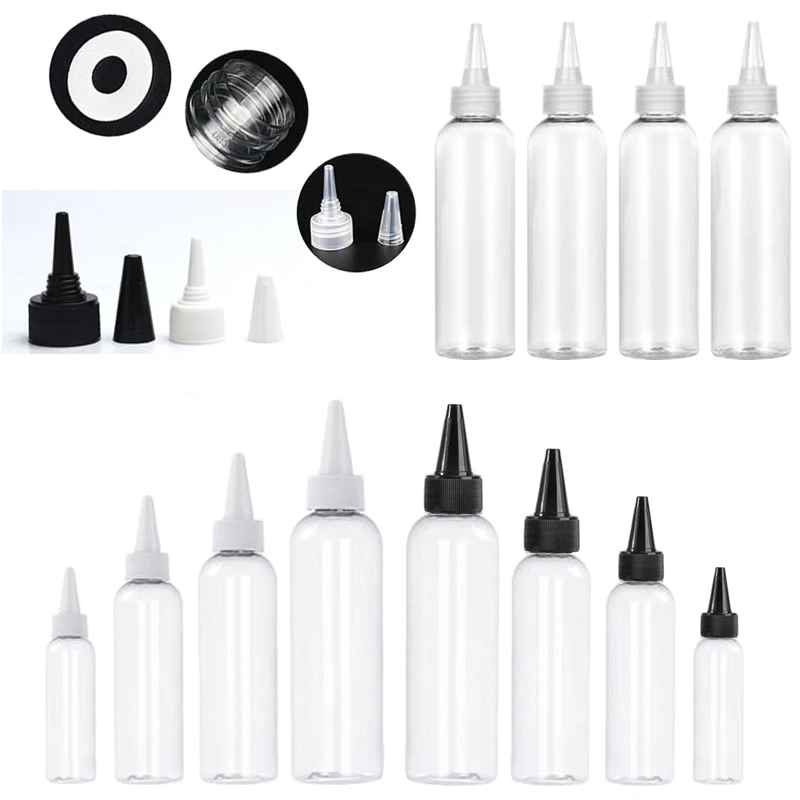 

100Pcs Empty10ml-100ml Mini Plastic PET Clear Dropper Bottles W/ Leakproof Screw-On Lid Squeezable Liquid Gel ink Oil Containers